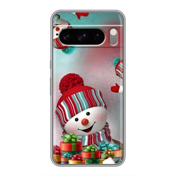 Чехол с рисунком «Снеговик в шапке» для Google Pixel 8 Pro