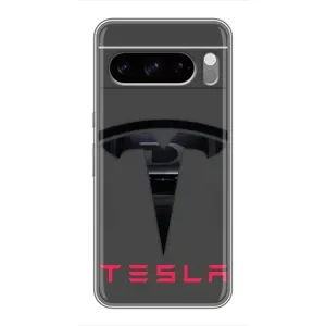 Силіконовий бампер з картинкою машини на Google Pixel 8 Pro (Logo TESLA)