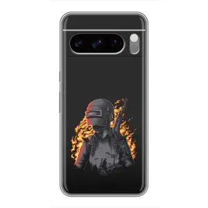Силиконовый чехол с картинкой "Герой Pubg" на Google Pixel 8 Pro (В огне)