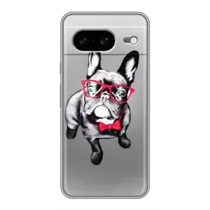 Чехол (ТПУ) Милые собачки для Google Pixel 8 (Бульдог в очках)