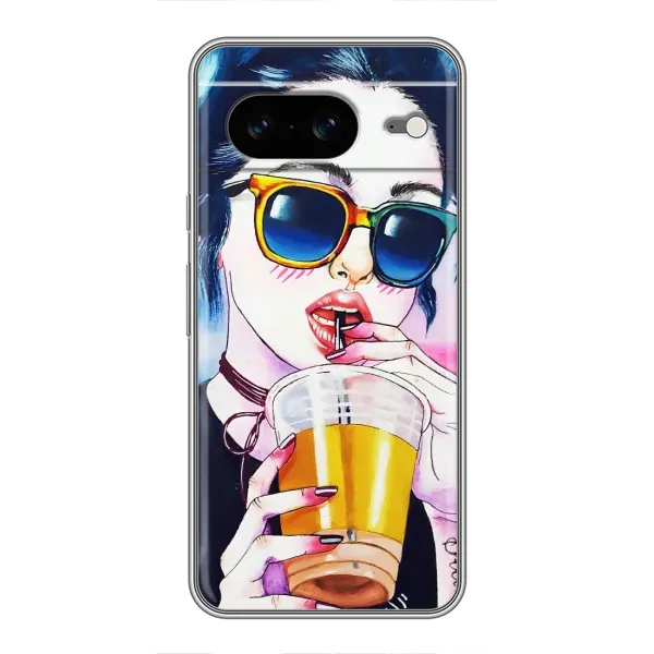 Чехол с рисунком «Девушка с коктейлем» для Google Pixel 8 Чехол с рисунком «Девушка с коктейлем» для Google Pixel 8