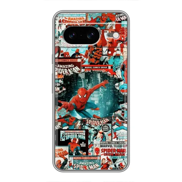 Чехол с рисунком «Комиксы Человек Паук» для Google Pixel 8 Чехол с рисунком «Комиксы Человек Паук» для Google Pixel 8