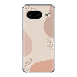 Чехол цветочный дизайн для Google Pixel 8 (Коричневый фон)