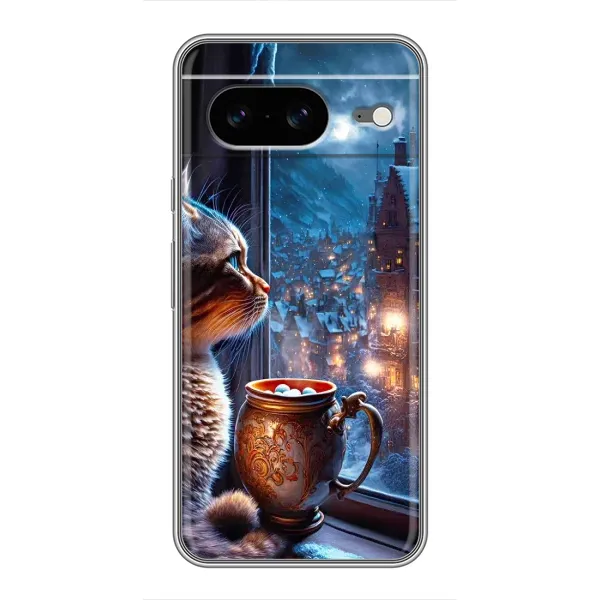 Чехол с рисунком «Кот новогодний» для Google Pixel 8