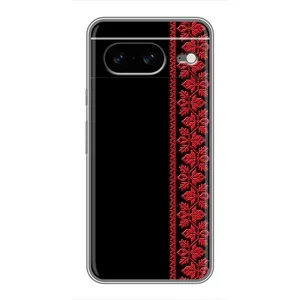 Силиконовый Чехол на Google Pixel 8 (Красная Вышиванка)