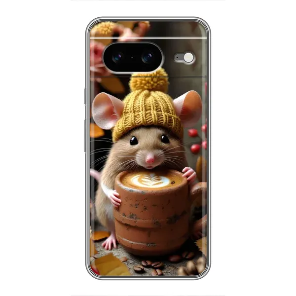 Чехол с рисунком «Мышка с кофе» для Google Pixel 8 Чехол с рисунком «Мышка с кофе» для Google Pixel 8