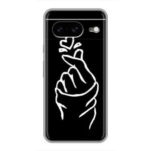 Чехлы (Знак сердечка) на Google Pixel 8 (Сердце на черном)