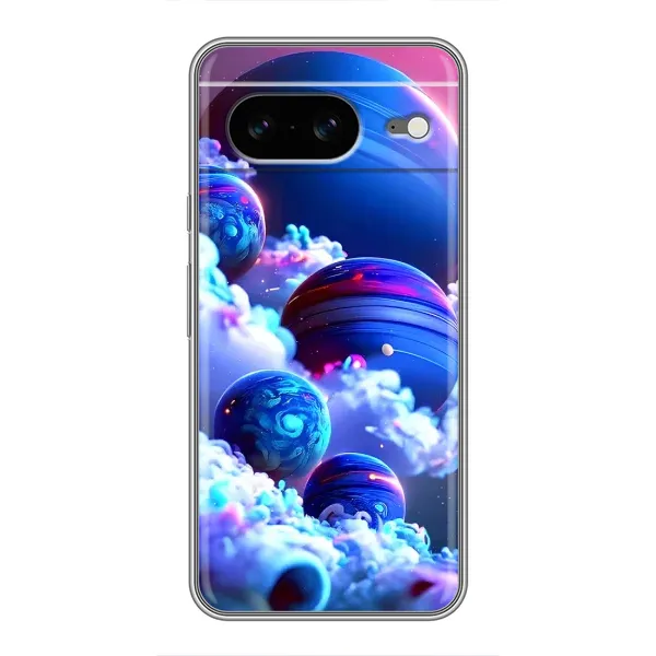 Чехол с рисунком «Синие планеты» для Google Pixel 8