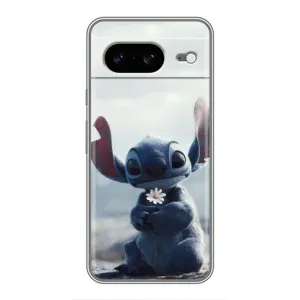 Чехол с рисунком Стич для Google Pixel 8 (Стич с цветочком)