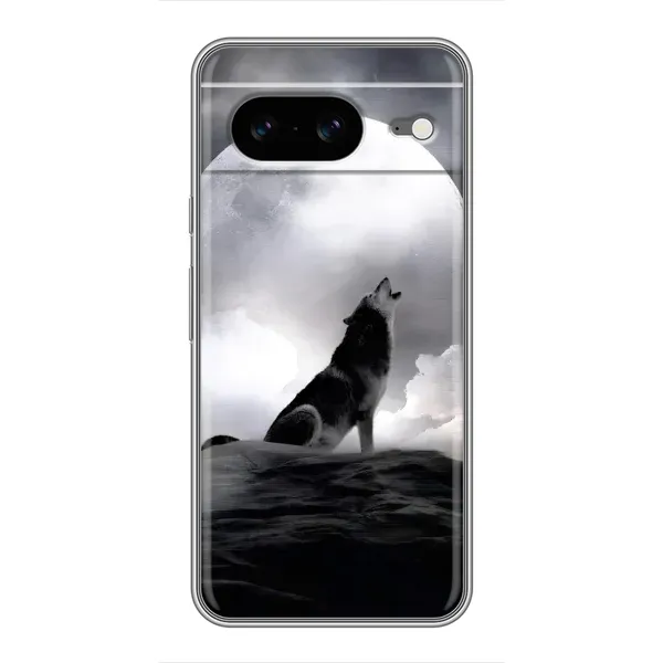 Чехол с рисунком «Волк и луна» для Google Pixel 8