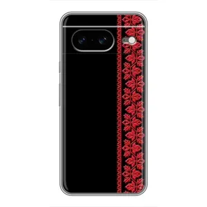Силиконовый Чехол на Google Pixel 8 с картинкой Вышиванки (Вышиванка на черном)