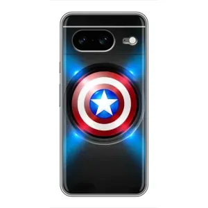 Чехол с Щитом Капитана Америки на Google Pixel 8 (Яркий Щит Капитана)