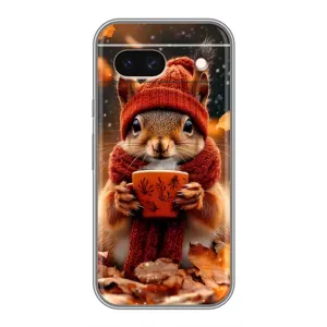 Печатный чехол «Зверята с кофе» для Google Pixel 8A (Белка с кофе)