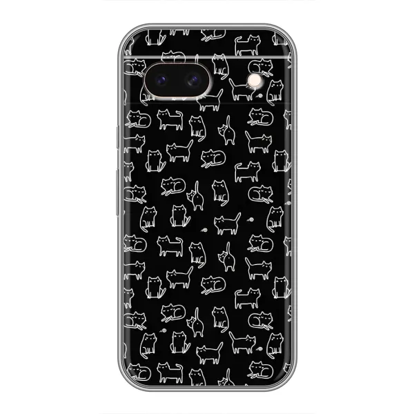 Чехол с рисунком «Котики на черном» для Google Pixel 8A Чехол с рисунком «Котики на черном» для Google Pixel 8A