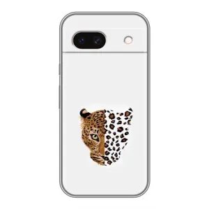 Чехол с леопардовым принтом на Google Pixel 8A (Леопард на белом)