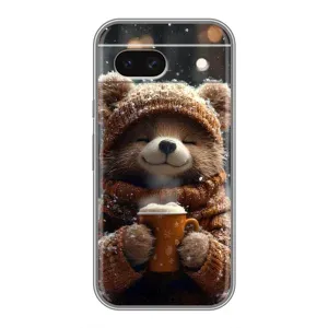 Печатный чехол «Зверята с кофе» для Google Pixel 8A (Медвежонок с кофе)