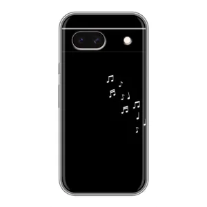 Чехол с картинками на черном фоне для Google Pixel 8A (Ноты)