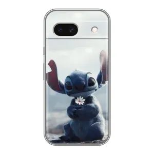 Чехол с рисунком Стич для Google Pixel 8A (Стич с цветочком)