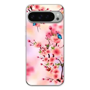 Чехол с принтом САКУРЫ на Google Pixel 9 Pro XL (Бабочки на сакуре)