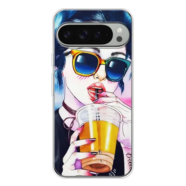 Чехол с рисунком «Девушка с коктейлем» для Google Pixel 9 Pro XL Чехол с рисунком «Девушка с коктейлем» для Google Pixel 9 Pro XL