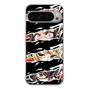 Силіконові чохлі з очіма Anime для Піксель 9 Про ХЛ (Очі на чорному)