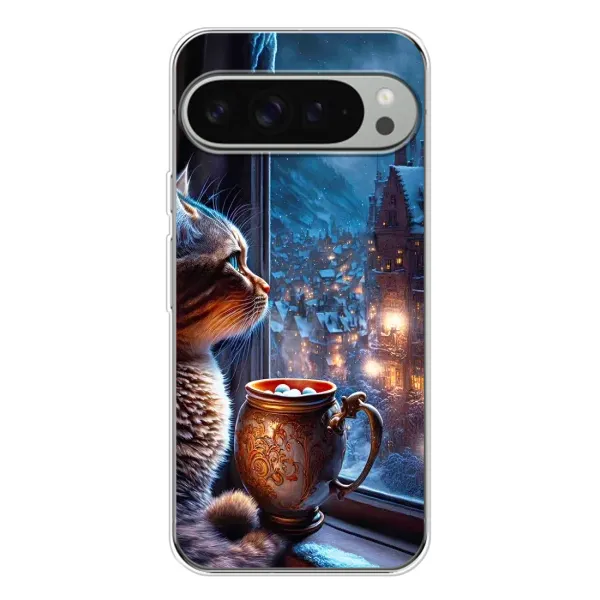 Чехол с рисунком «Кот новогодний» для Google Pixel 9 Pro XL Чехол с рисунком «Кот новогодний» для Google Pixel 9 Pro XL