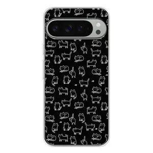 Чохол на тематику: Коти для Google Pixel 9 Pro XL (Котики на чорному)