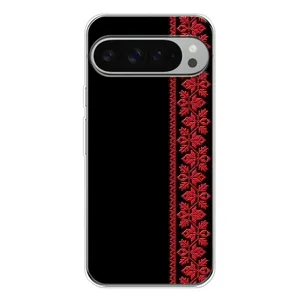 Силиконовый Чехол на Google Pixel 9 Pro XL (Красная Вышиванка)