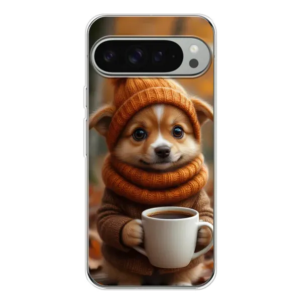 Чехол с рисунком «Собачка с кофе» для Google Pixel 9 Pro XL Чехол с рисунком «Собачка с кофе» для Google Pixel 9 Pro XL