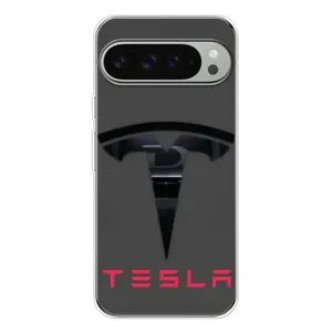 Силіконовий бампер з картинкою машини на Google Pixel 9 Pro XL (Logo TESLA)
