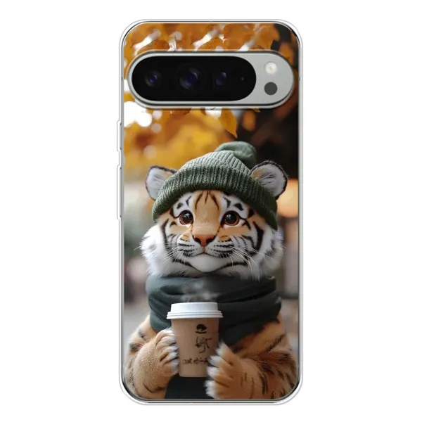 Чехол с рисунком «Тигр с кофе» для Google Pixel 9 Pro XL Чехол с рисунком «Тигр с кофе» для Google Pixel 9 Pro XL