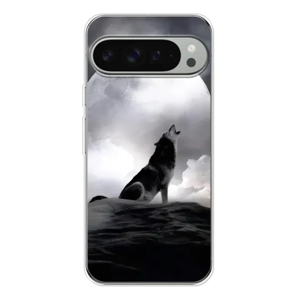 Чехол с рисунком «Волк и луна» для Google Pixel 9 Pro XL