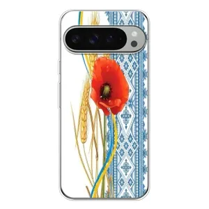 Силиконовый Чехол на Google Pixel 9 Pro XL с картинкой Вышиванки (Вышиванка с цветком)