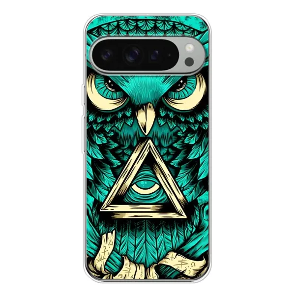 Чехол с рисунком «Зеленая сова» для Google Pixel 9 Pro XL Чехол с рисунком «Зеленая сова» для Google Pixel 9 Pro XL