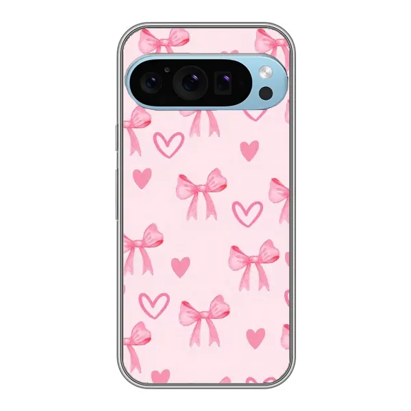 Чехол с рисунком «Бантики и сердечки» для Google Pixel 9 Pro Чехол с рисунком «Бантики и сердечки» для Google Pixel 9 Pro