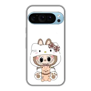 Чехол с принтом Лабубу для Google Pixel 9 Pro (Белый Лабубу)