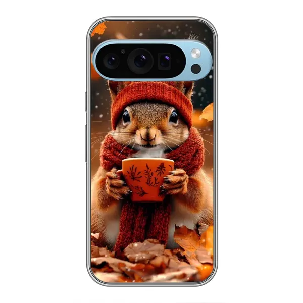 Чехол с рисунком «Белка с кофе» для Google Pixel 9 Pro Чехол с рисунком «Белка с кофе» для Google Pixel 9 Pro