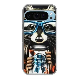 Силиконовый Чехол с Енотами на Google Pixel 9 Pro (Енот в очках)