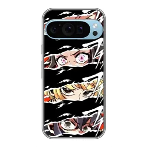 Силіконові чохлі з очіма Anime для Гугл Пиксель 9 Про (Очі на чорному)