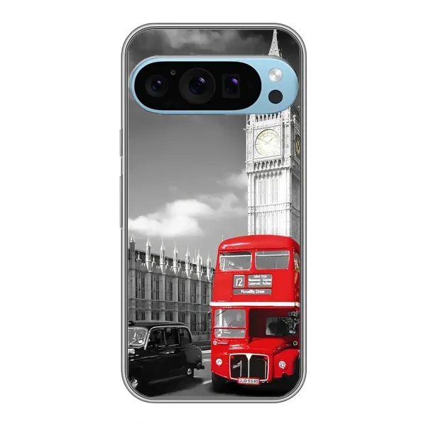 Чехол с рисунком «Красный автобус» для Google Pixel 9 Pro