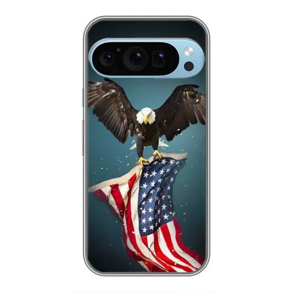 Чехол с рисунком «Орел и флаг» для Google Pixel 9 Pro