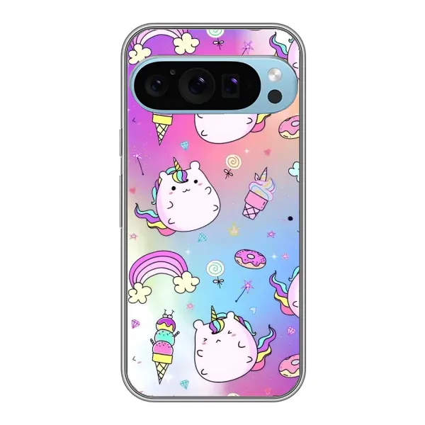 Чехол с рисунком «Радуга и Единорог» для Google Pixel 9 Pro