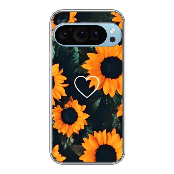 Чохол з малюнком «Сердчеко в соняшниках» для Google Pixel 9 Pro Чохол з малюнком «Сердчеко в соняшниках» для Google Pixel 9 Pro