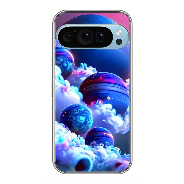 Чехол с рисунком «Синие планеты» для Google Pixel 9 Pro