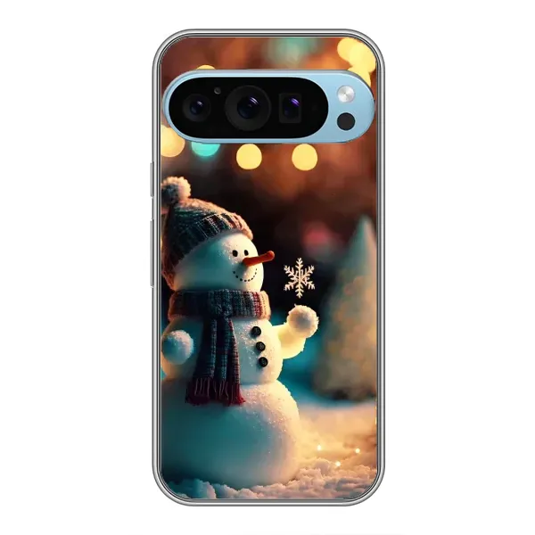 Чехол с рисунком «Снеговик праздничный» для Google Pixel 9 Pro