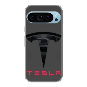 Силіконовий бампер з картинкою машини на Google Pixel 9 Pro (Logo TESLA)