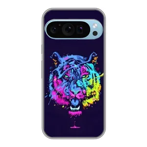 Силиконовый бампер с картинкой животных для Google Pixel 9 Pro (Тигр-Арт)