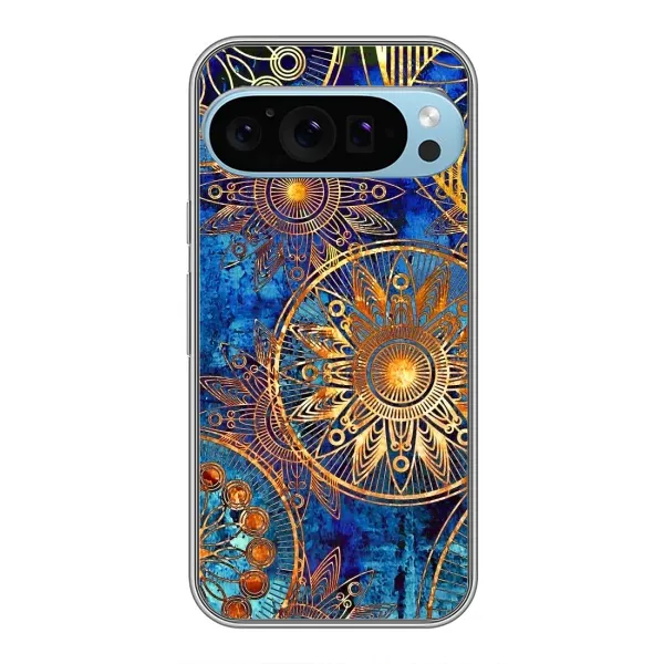 Чехол с рисунком «Золотые узоры» для Google Pixel 9 Pro