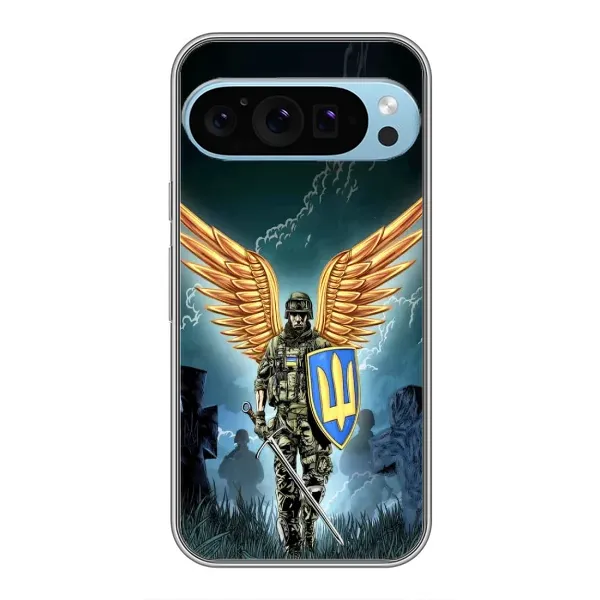 Чехол с рисунком «ЗСУ з крильями» для Google Pixel 9 Pro Чехол с рисунком «ЗСУ з крильями» для Google Pixel 9 Pro