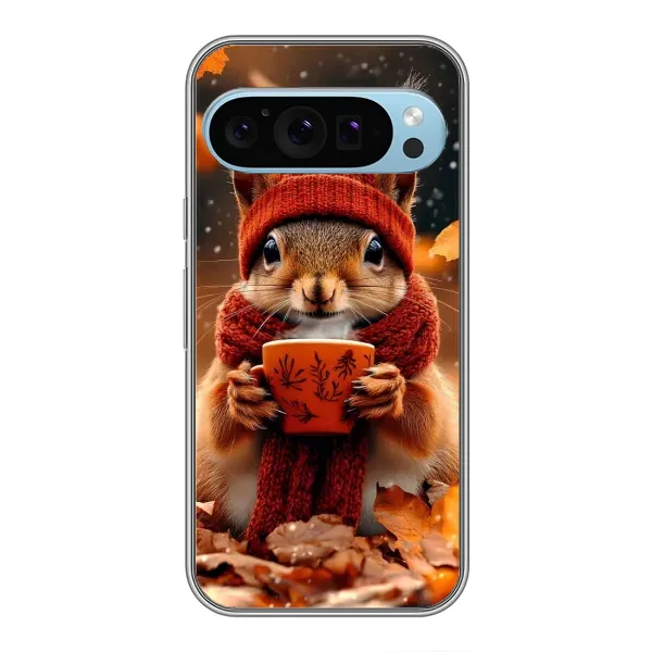 Чехол с рисунком «Белка с кофе» для Google Pixel 9 Чехол с рисунком «Белка с кофе» для Google Pixel 9